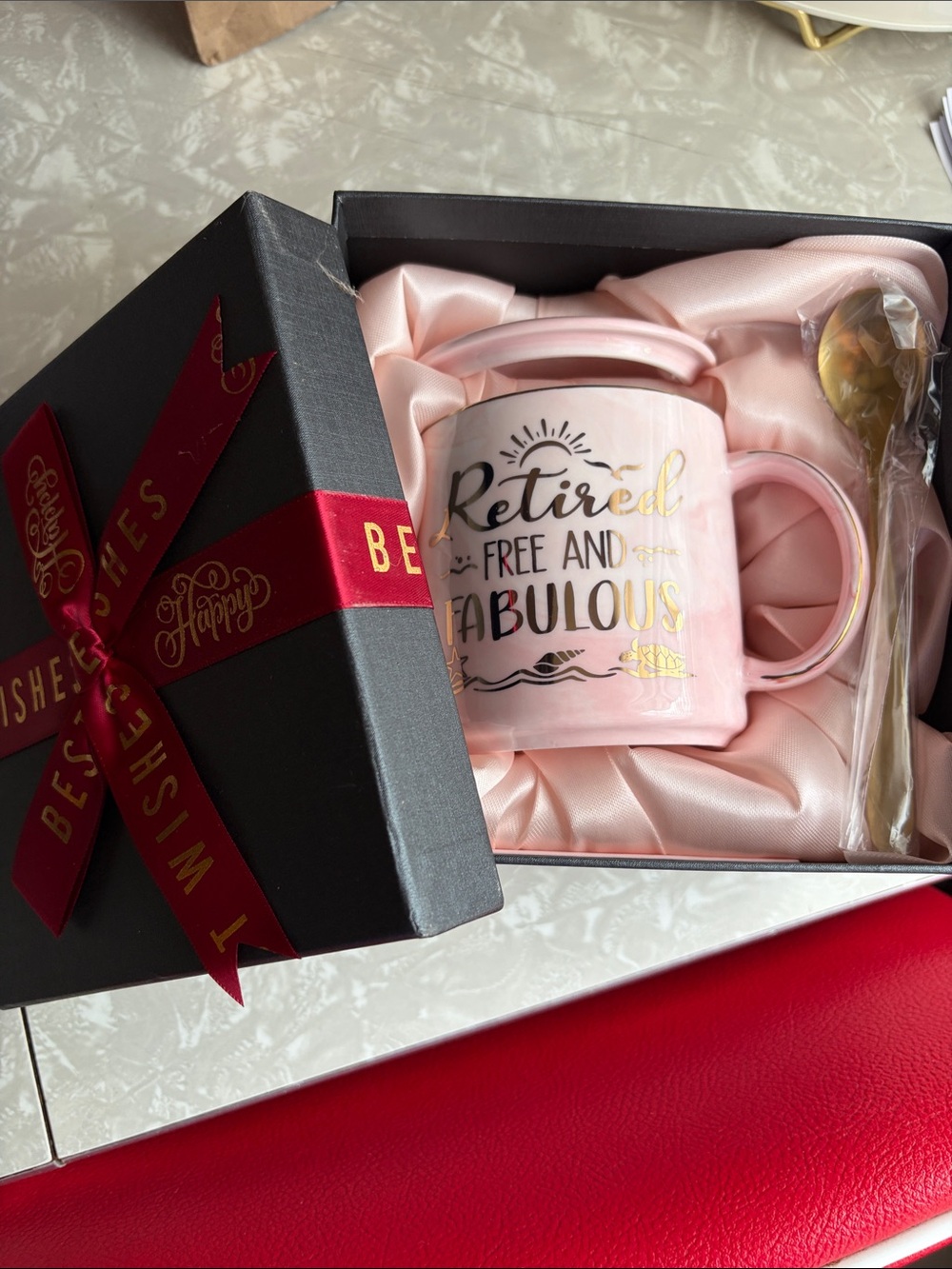 Pink 'Retired, Free and Fabulous' Ceramic Mug Gift Set